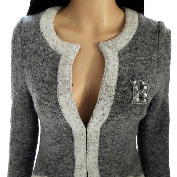 Balmain Alpaca Fur Crystal Monogram Letterman Varsity Cardigan - Picture 3 of 14